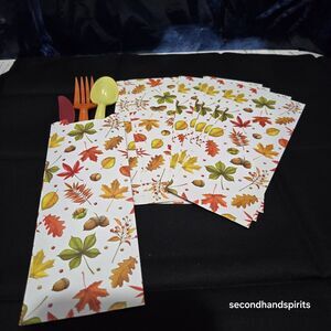 Fall Thanksgiving Paper  Cutlery Holders Pack of 10 Silverware Pockets
